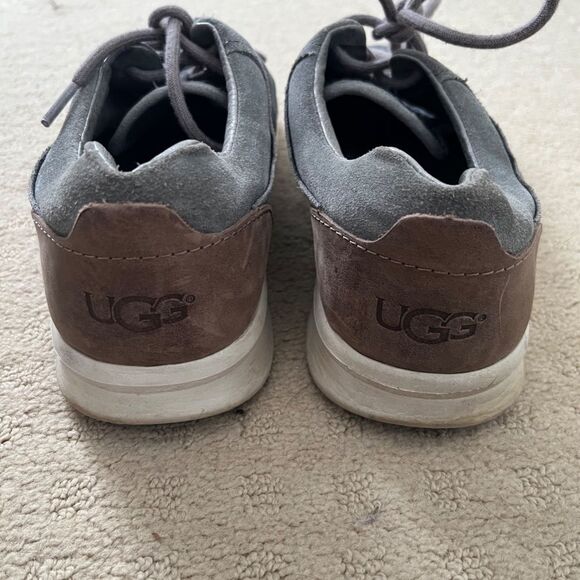 UGG Hepner Grey Suede Leather Woven Trainer Lace Up Shoe Sneaker Mens 8.5 - Picture 6 of 15